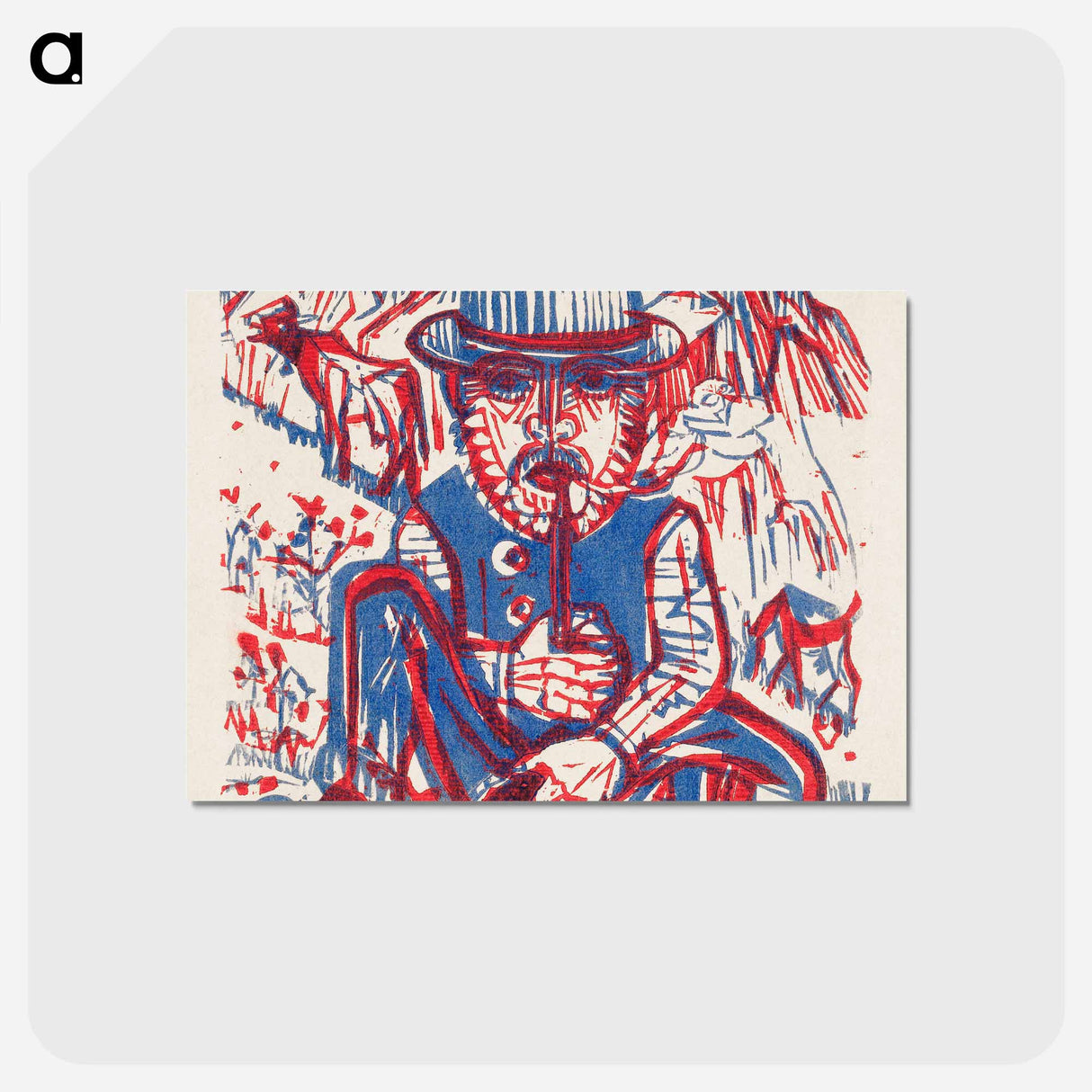 アートポストカード-Smoking Peasant - エルンスト ルートヴィヒ キルヒナー Postcard.