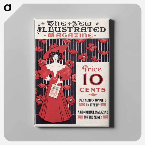 The New Illustrated Magazine cover of flowers and a fashionably dressed woman holding magazine - エセル リード Canvas.