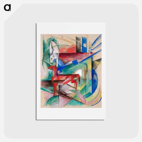 アートポストカード-Landscape with Animals - フランツ マルク Postcard.