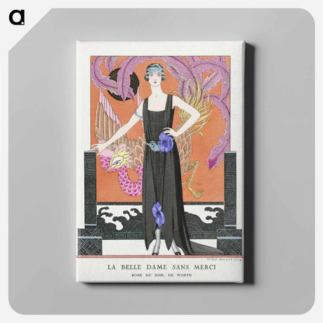 アートパネル-La belle dame sans merci: Robe du soir, de Worth fashion illustration - ジョージ バービエ Canvas.