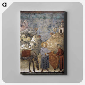 アートパネル-St. Francis Giving his Mantle to a Poor Man - ジョット ディ ボンドーネ Canvas.