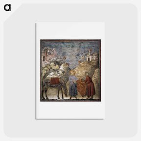 アートポストカード-St. Francis Giving his Mantle to a Poor Man - ジョット ディ ボンドーネ Postcard.