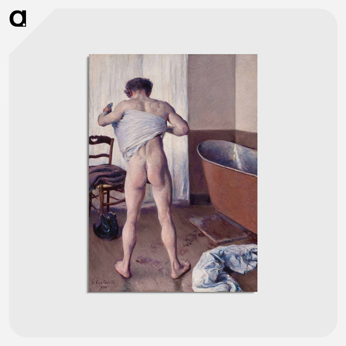 アートポストカード-Man at His Bath - ギュスターヴ カイユボット Postcard.