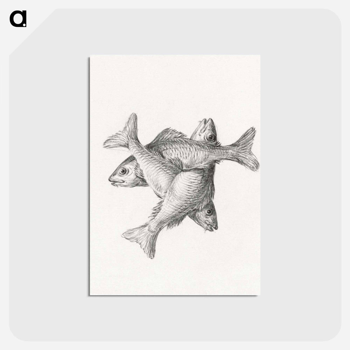 アートポストカード-Three fishes - ジャン ベルナール Postcard.
