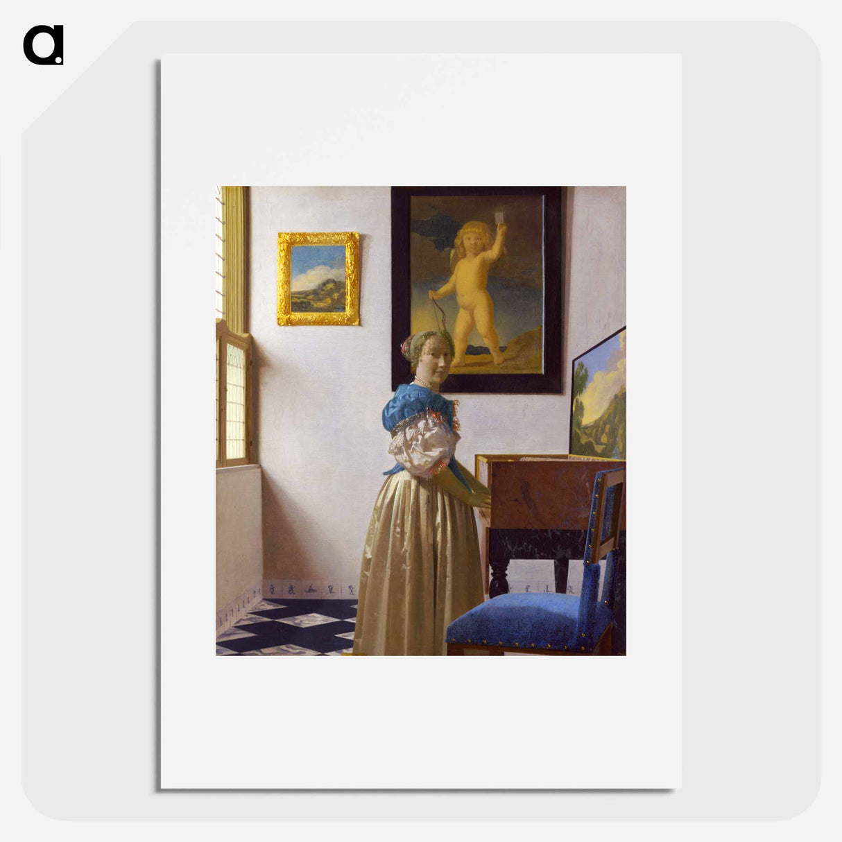 Lady Standing at a Virginal - ヨハネス フェルメール Poster.