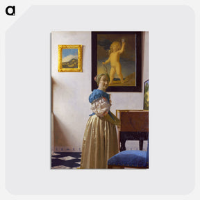 アートポストカード-Lady Standing at a Virginal - ヨハネス フェルメール Postcard.