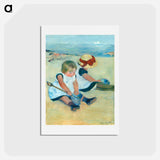 アートポストカード-Children Playing on the Beach - メアリー カサット Postcard.
