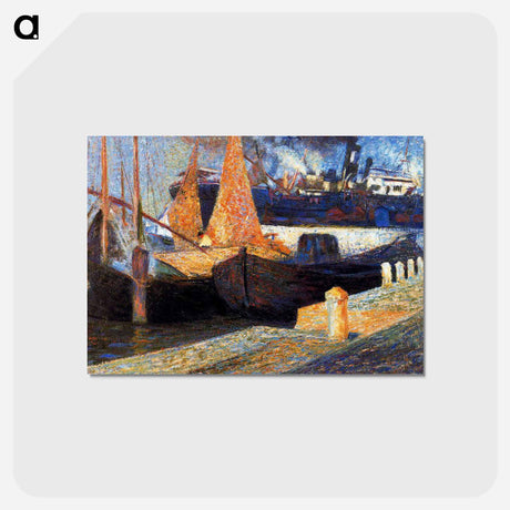 アートポストカード-Boats in Sunlight - ウンベルト ボッチョーニ  Postcard.