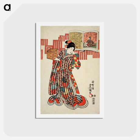 アートポストカード-Poem by Kamakura Udaijin
 - 歌川 国貞 Postcard.