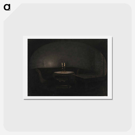 アートポストカード-Interior Artificial light - ヴィルヘルム ハンマースホイ Postcard.