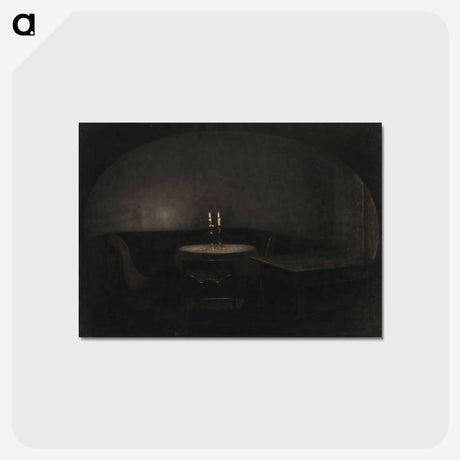 アートポストカード-Interior Artificial light - ヴィルヘルム ハンマースホイ Postcard.