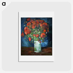 アートポストカード-Vase with Poppies - フィンセント ファン ゴッホ Postcard.
