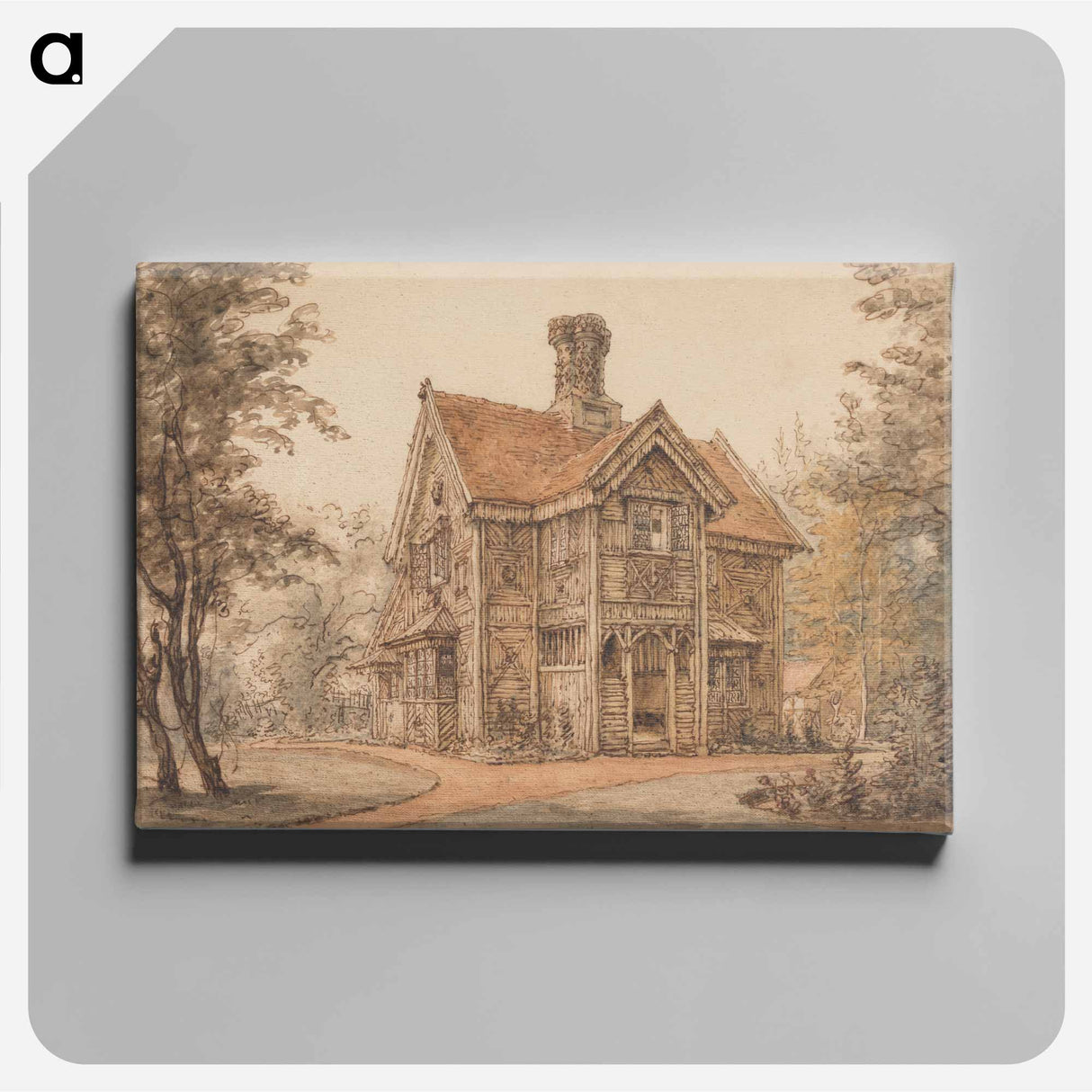 A Lodge at Cassiobury - ウィリアム ヘンリー ハント Canvas.