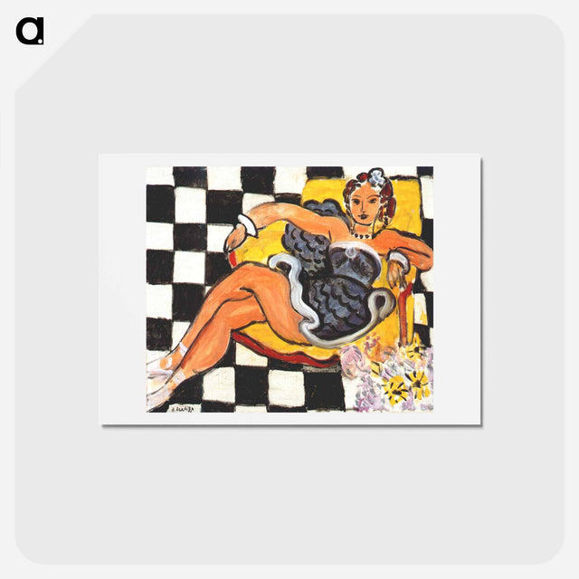 アートポストカード-Dancer in Armchair (Checkerboard Pattern) - アンリ マティス Postcard.