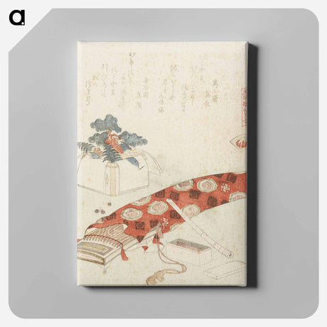 アートパネル-A comparison of Genroku poems and shells - 葛飾 北斎 Canvas.