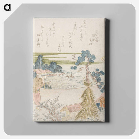 アートパネル-A Man Shooting with a Blowpipe - 葛飾 北斎 Canvas.