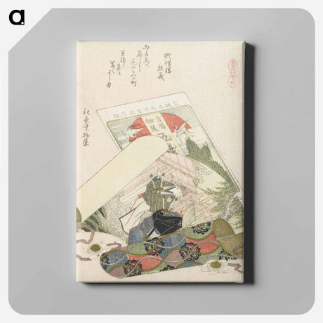 アートパネル-A comparison of Genroku poems and shells - 葛飾 北斎 Canvas.