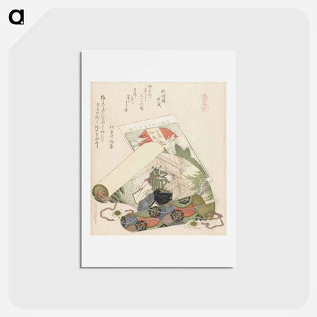 アートポストカード-A comparison of Genroku poems and shells - 葛飾 北斎 Postcard.
