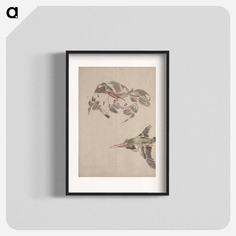 アートポスター-Bird Album of Sketches by Katsushika Hokusai and His Disciples - 葛飾 北斎 Poster.