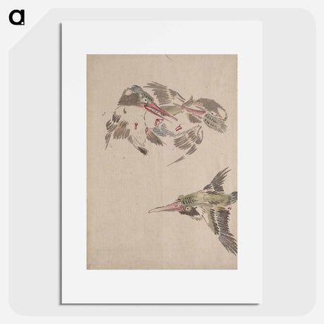 アートポスター-Bird Album of Sketches by Katsushika Hokusai and His Disciples - 葛飾 北斎 Poster.