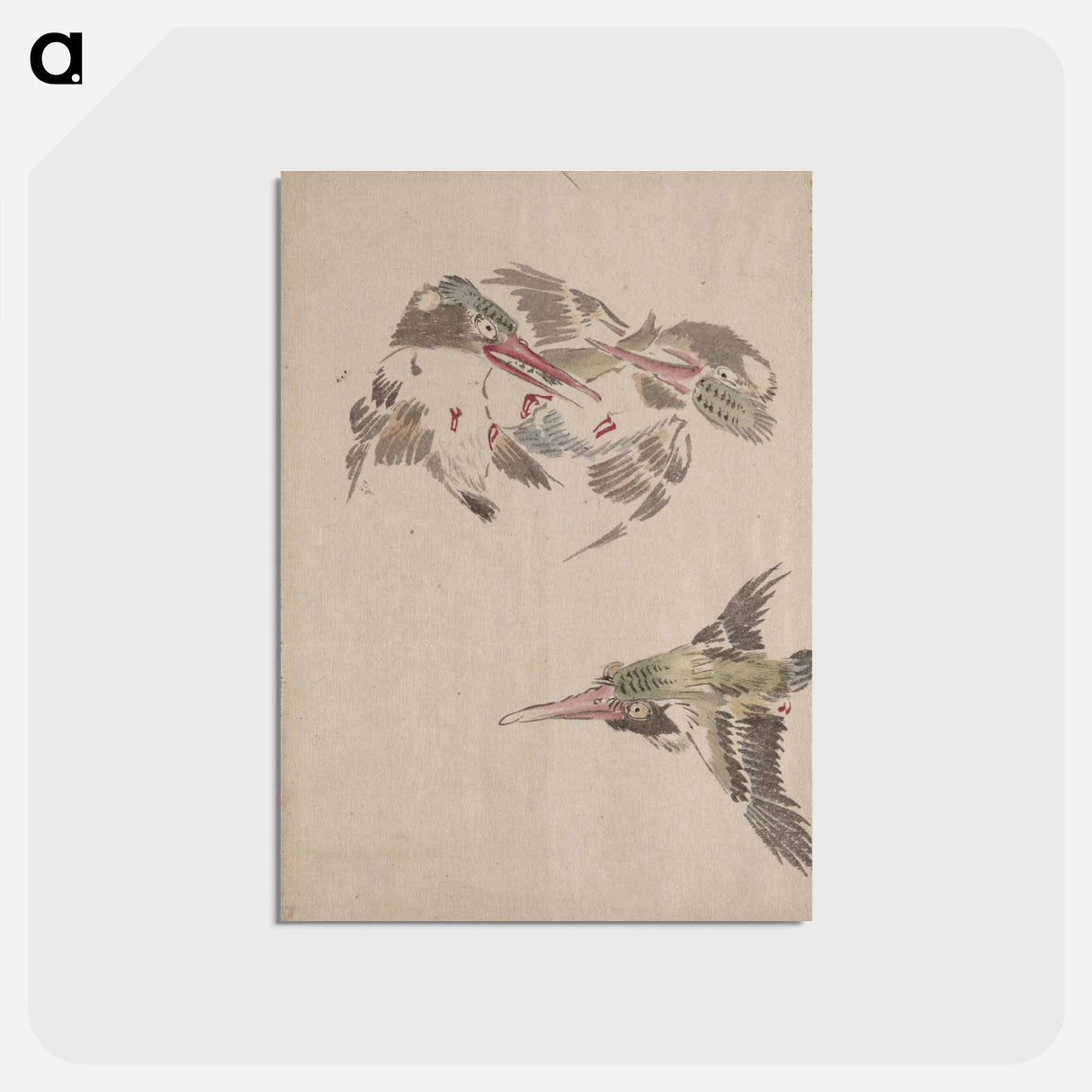 アートポストカード-Bird Album of Sketches by Katsushika Hokusai and His Disciples - 葛飾 北斎 Postcard.