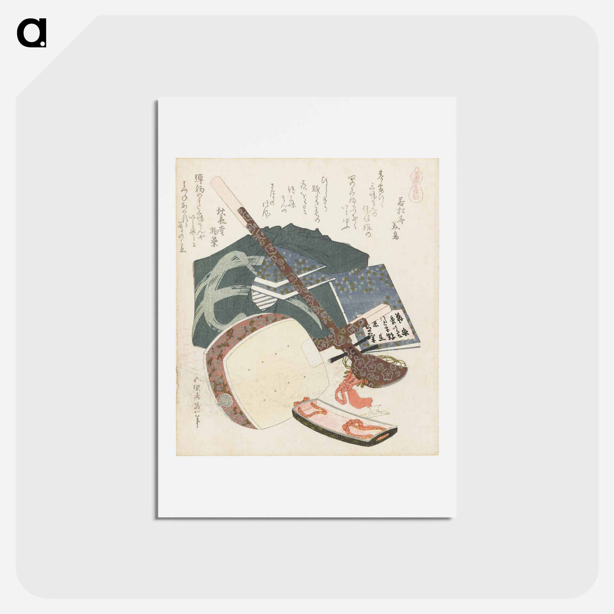 アートポストカード-A comparison of Genroku poems and shells - 葛飾 北斎 Postcard.
