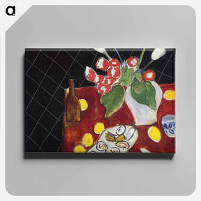 アートパネル-Tulips and oysters on a black background - アンリ マティス Canvas.