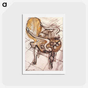 アートポストカード-Venetian Armchair with Fruits - アンリ マティス Postcard.