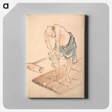 アートパネル-Hokusai's Man on a Raft - 葛飾 北斎 Canvas.