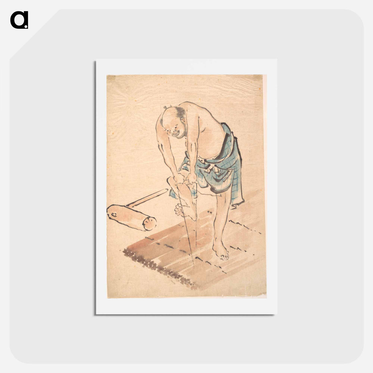 アートポストカード-Hokusai's Man on a Raft - 葛飾 北斎 Postcard.