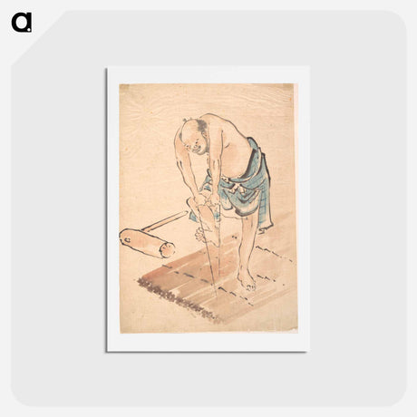 アートポストカード-Hokusai's Man on a Raft - 葛飾 北斎 Postcard.
