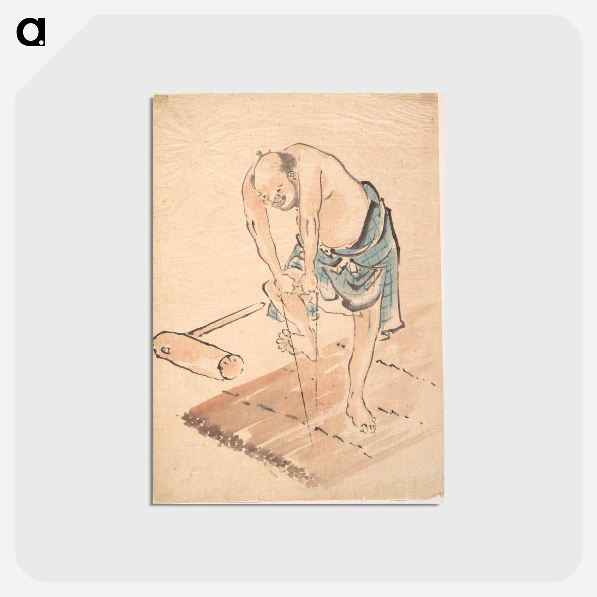 アートポストカード-Hokusai's Man on a Raft - 葛飾 北斎 Postcard.