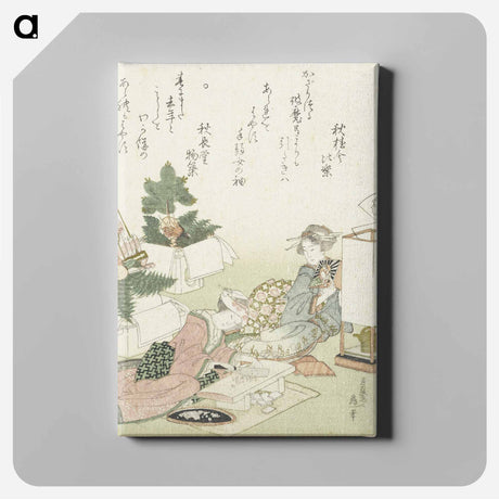 アートパネル-A comparison of Genroku poems and shells - 葛飾 北斎 Canvas.