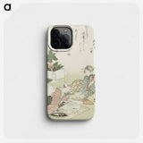 元禄歌仙貝合(新年の飾りと二人の女) - 葛飾 北斎 Phone Case.