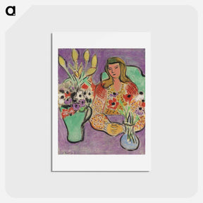 アートポストカード-Jeune Fille Aux Anemones Sur Fond Violet - アンリ マティス Postcard.