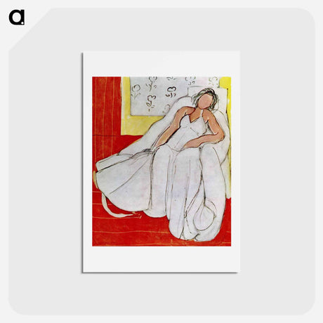 アートポストカード-Girl with White Robe on Red Background - アンリ マティス Postcard.