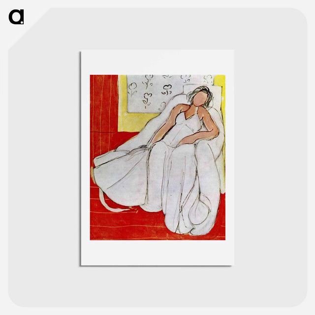アートポストカード-Girl with White Robe on Red Background - アンリ マティス Postcard.