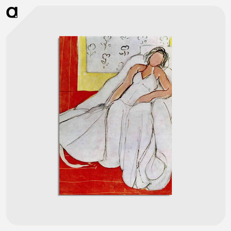 アートポストカード-Girl with White Robe on Red Background - アンリ マティス Postcard.