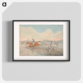 アートポスター-Steeplechasing: Two Riders Taking a Wooden Fence
 - イェール大学アートギャラリー Poster.