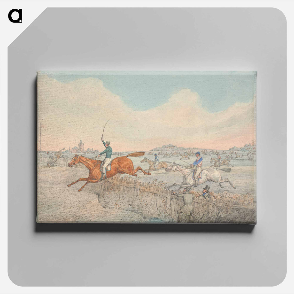 アートパネル-Steeplechasing: Two Riders Taking a Wooden Fence
 - イェール大学アートギャラリー Canvas.