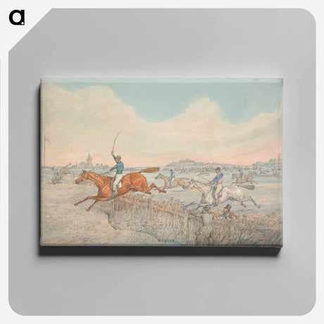 アートパネル-Steeplechasing: Two Riders Taking a Wooden Fence
 - イェール大学アートギャラリー Canvas.