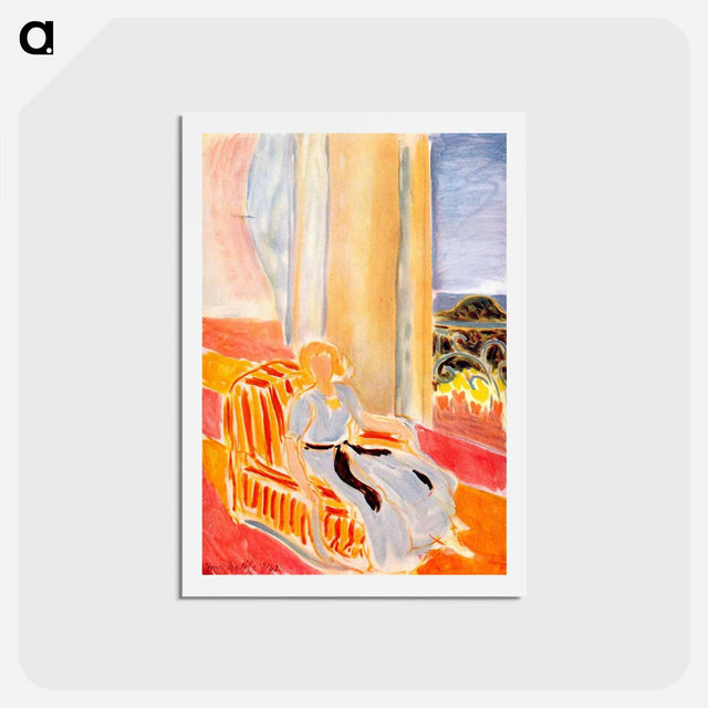 アートポストカード-Girl in White Robe Seated by the Window - アンリ マティス Postcard.