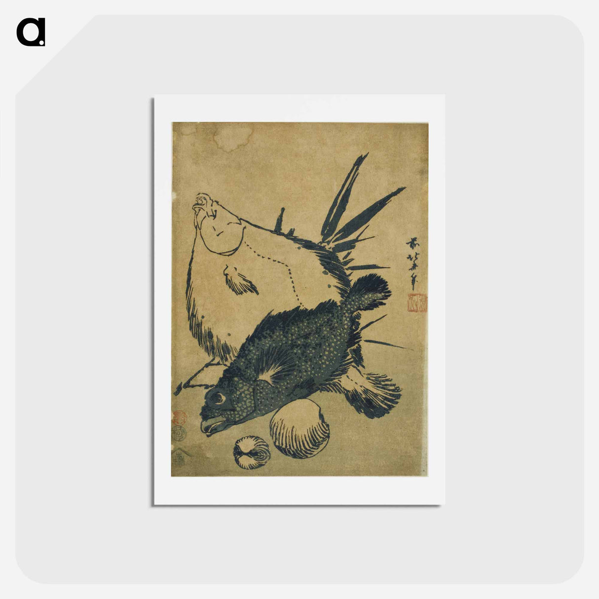 アートポストカード-Hokusai's fish - 葛飾 北斎 Postcard.