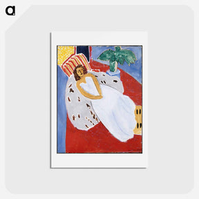 アートポストカード-Young Woman in White, Red Background - アンリ マティス Postcard.