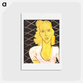 アートポストカード-Ochre Head, Lozenge Background - アンリ マティス Postcard.