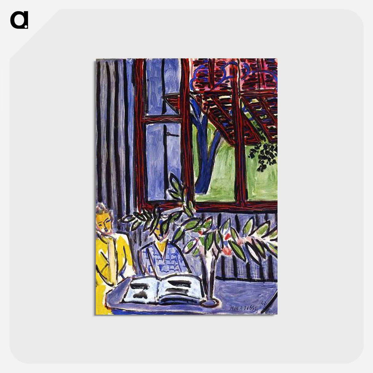 アートポストカード-Blue Interior with Two Girls - アンリ マティス Postcard.