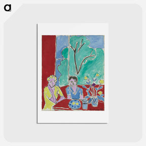 アートポストカード-Two Girls, Red and Green Background - アンリ マティス Postcard.