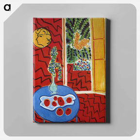 アートパネル-Red Interior. Still Life on a Blue Table - アンリ マティス Canvas.