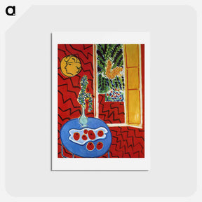 アートポストカード-Red Interior. Still Life on a Blue Table - アンリ マティス Postcard.