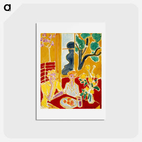 アートポストカード-Two Girls in a Yellow and Red Interior - アンリ マティス Postcard.
